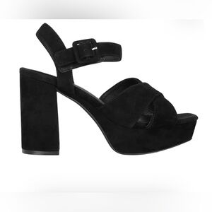 Jeffrey Campbell Black Suede Amma Platform Slingback Sandal Size 9.5